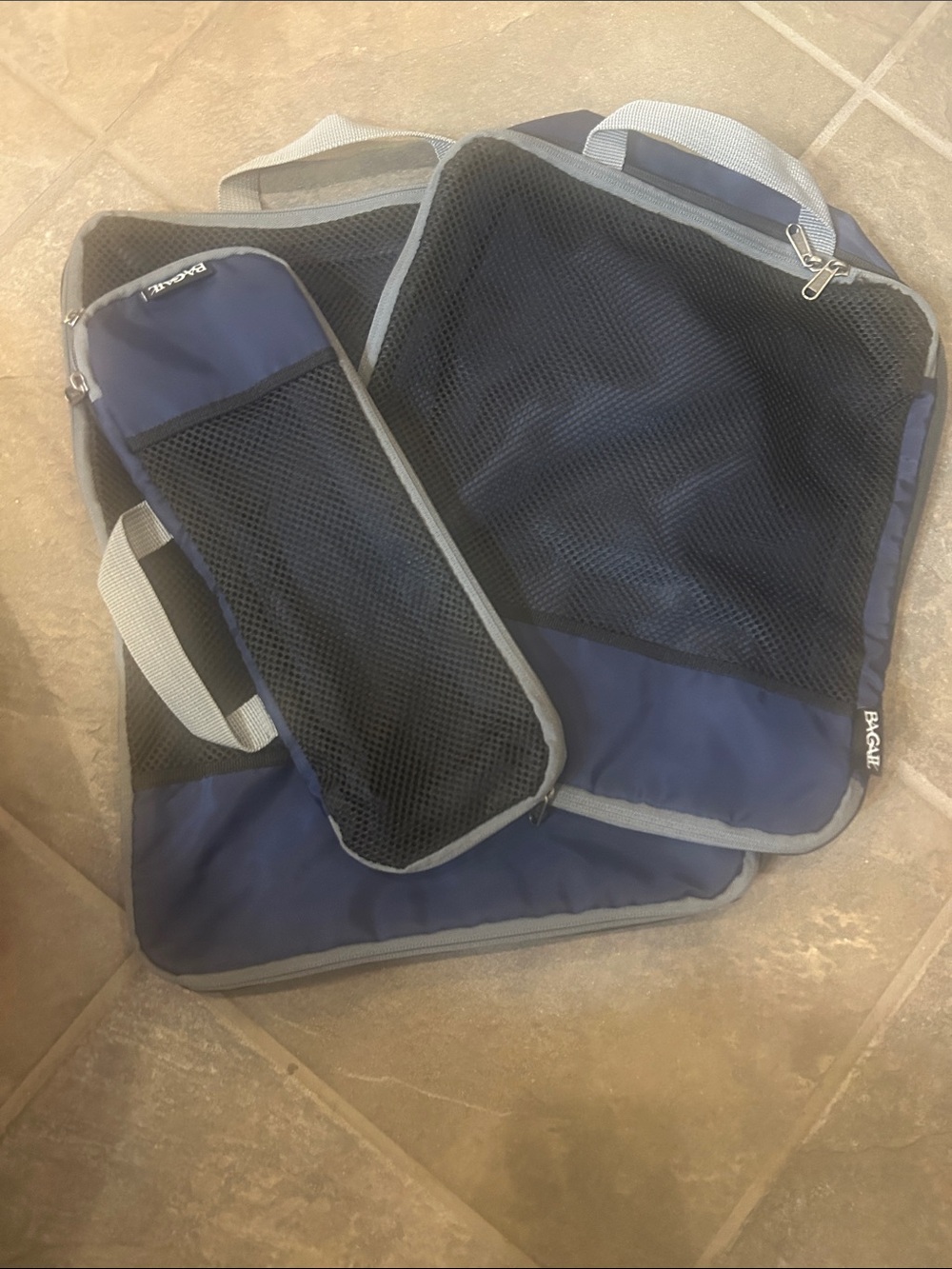 BAGAIL 3 pc compression Blue Packing Cube Set Travel Orginizers